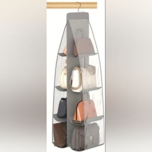 Hanging Closet Organizer. Bag Storage. Grey. 8 Slots.